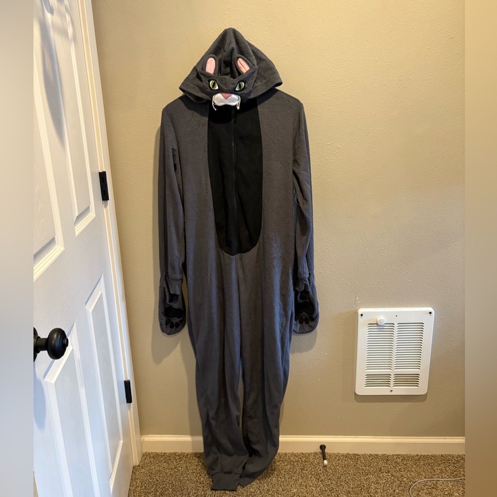 Xhilaration Gray Hooded Onesie Cat